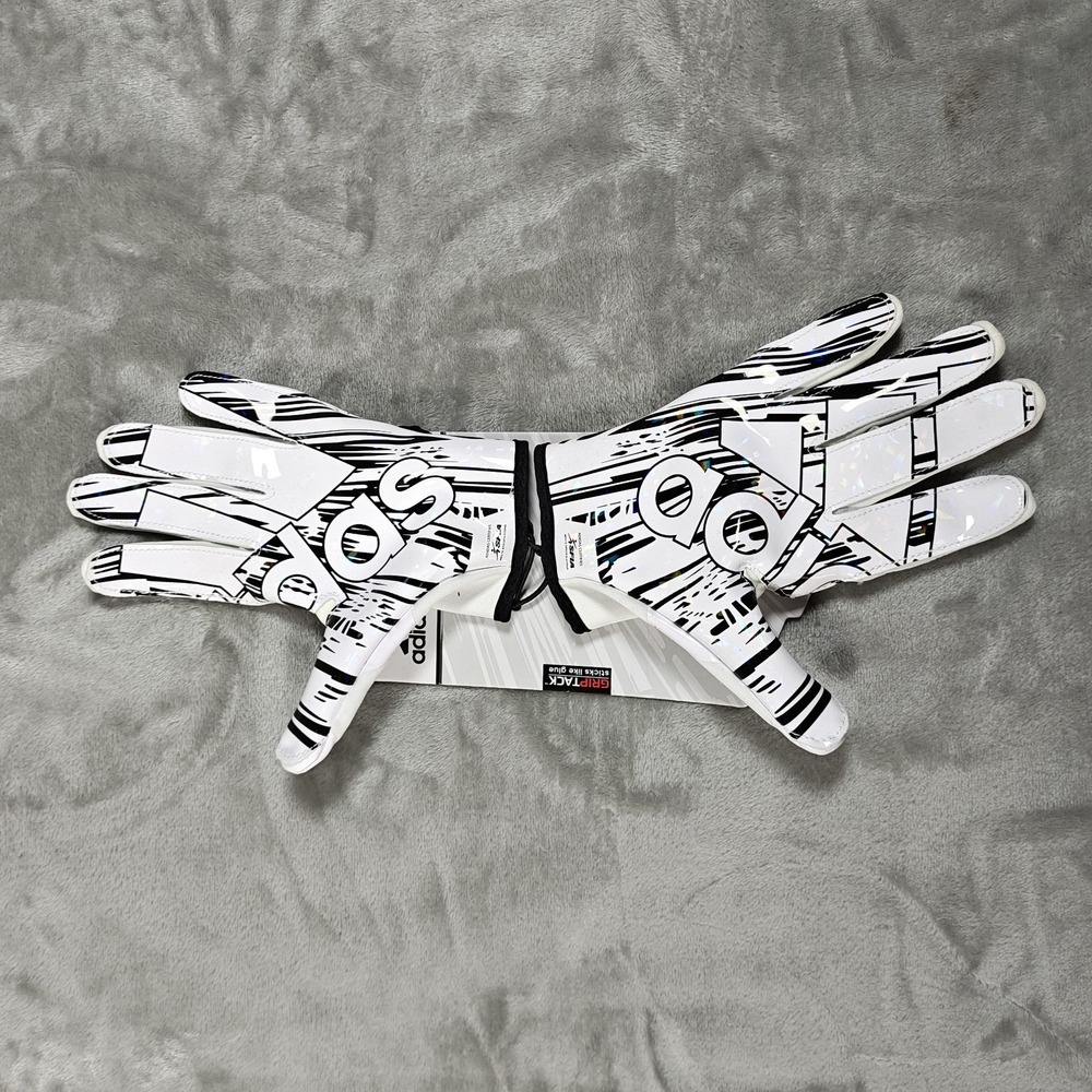 Adidas Adizero 12 Football Receiver Gloves Mens XL White Black GripTack New